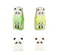 GZBABY Eraser with Roller and Cover 2 Pcs, Cartoon Panda Roller Pencil Erasers with 2 Refill Erasers, Cute and Adorable