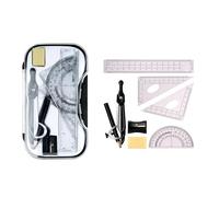 GZBABY Geometry Maths Set 7 Pcs, Eometry Compass Set with Storage Box for Drawing Measurement, 0.5 mm Mechanical Pencil