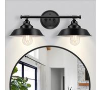 GZBEINI Farmhouse Bathroom Light Fixtures,Black Vanity Lights for Bathroom Over Mirror Rustic Bathroom Vanity Light Fixture above Mirror 2 Lights Vintage Wall Sconces Wall Lighting for Mirror Cabinet