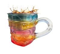 GZBMEZS Painted Book Mug | 3D Painted Colorful Heat-Resistant Glass 150ml - Bookish Gift Library Coffee Cup | for Readers, Teachers, Bookworms, Women, Men, Family, Friends