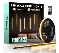 GZBtech Flexible LED Recessed Strip Light for Wood Slat Wall Panels 3M, 3000K Warm White Cuttable Neon Rope Lighting with Remote Control, Dimmable IP67 Waterproof Black Strip Lights