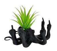 GZBXCMLO Middle Finger Octopus Planter Funny Fucktopus Air Plant Pot,A Funny Vase for the Gift With Vivid Tenticle, You Can Put The Funny Resin Planter for Plants in Eveywhere That You Want (Black)