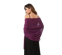 Gzcvba Shawls and Wraps for Evening Dresses Sheer Chiffon Women Elegant Soft Silky Sparkly Wedding Bridal Scarf, Plum B, 74.8 * 27.6"