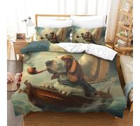 GZCVBDYUY Basset Hound Dog 3D Printed Quilt Cover 3 Pieces Bedspread Soft Easy Care with Zipper Closure，Pillowcases for Teens And Adults King（220x240cm）