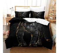 GZCVBDYUY Black Panther 3D Printed Quilt Cover 3 Pieces Bedding Set Soft Easy Care with Zipper Closure,Pillowcases for Teens And Adults Double(200x200cm)