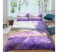 GZCVBDYUY Lavender 3D Printed Bedding Quilt Covers Double Bedding Set 3 Pcs Matching Pillowcase Printed Multi Designs For Boys And Girls' Romantic Floral Double（200x200cm）