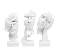 GZDDYUMYJX 3 Pcs Thinker Statue,Silence is Gold Abstract Art Figurine,Modern Home Resin Sculptures Decorative Objects Decor for Home Office Bookshelf Desktop (White)