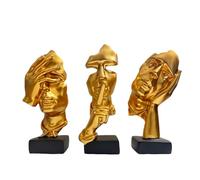 GZDDYUMYJX 3 Pcs Thinker Statue,Silence is Gold Abstract Art Figurine,Modern Home Resin Sculptures Decorative Objects Decor for Home Office Bookshelf Desktop (Gold)