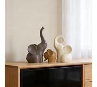 GZDDYUMYJX Elephant Statue Set of 3,Modern Ceramic Decor Statue,Good Luck Elephant,for Bookshelf Living Room Office Table Shelf Decorations.Gift for Elephant Lovers. (Nordic Big Ear Elephant)