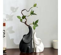 GZDDYUMYJX Loving Pair of Elephants,with Flower,Modern Ceramic Decor Statue,Good Luck Elephant,for Bookshelf Living Room Office Table Shelf Decorations.Gifts for Lover, Wife, Mother.