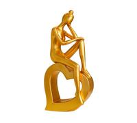 GZDDYUMYJX Modern Art Decor,Bookshelf Decorations Objects,Thinking About Girl Statues,Modern Aesthetic Decoration,for Home Office Bedroom Coffee Table Decorations,Centerpiece (Gold Love Base)