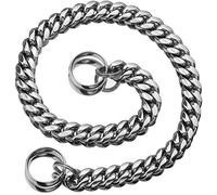 GZGLZDQ 18K Pet Dog Collar Necklace Silver Gold, 14MM Heavy Duty Cuban Dog Chain for Large Dogs, Strong Stainless Steel Metal Links Slip Chain Collar (Color : Silver, Size : 12inch/30cm)