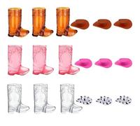 GZGRYTRC 18 Pcs Cowboy Shot Glass Set - Mini Hat and Boot Designs, Durable and Sturdy for Parties, Western Themed Celebrations and Weddings