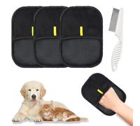 GZGRYTRC 3Pcs Pet Hair Removal Glove, Electrostatic Pet Hair Remover Glove with Comb, Cat Grooming Glove and Dog Hair Remover, Static Removal Gloves for Pet Hair on Clothes and Furniture