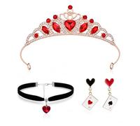 GZGRYTRC 3PCS Queen of Hearts Crown Set, Earrings & Necklace Set