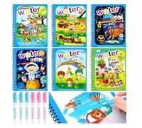 GZGRYTRC 6 Pack Magic Water Colouring Books With 6 Pieces Pen, Reusable Water Magic Colouring Book With Water For Kids, Artistic Development Travel Educational Activity Toy (No Ink Needed)
