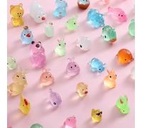 GZGRYTRC 60 PCS Resin Animals, Mini Resin Animals Colorful Glow in the Dark Easter Chicks Cute Toy Decoration Ideal for Home Easter Party Supplies