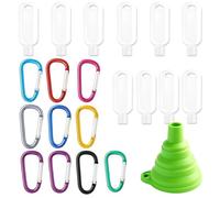 GZGRYTRC Hand Sanitiser with Clip, 10 Pack 50 ml Leak-Proof Squeeze Bottles with Folding Funnel, Travel Size Hand Sanitiser Gel Containers, Outdoor and On-The-Go Use (Random color hook)