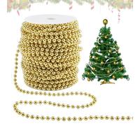 GZGXKJ 1 Roll Gold Beads for Christmas Tree 30m Christmas Bead Chain 6mm Tree Beads Decoration Beaded Garland Hanging Bead String for DIY Weddings Clothing Gift Packaging