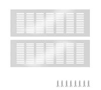 GZGXKJ 2 Pcs 300x100mm Air Vent Grille Cover Silver Ventilation Vent Cover Metal for Cabinet Shoe Cabinet Door Hardware Accessories with Mounting Screws