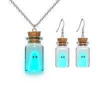 GZGXKJ Halloween Earrings Glow-in-the-Dark Ghost in a Bottle Pride Earrings | Halloween Ghosts Necklace, Gothic Gifts, For Girls and Women