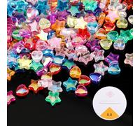 GZGXKJ Pack of 700 Beads Stars Love Heart Shape Colourful Beads for Bracelets with 1 Roll 6 m Elastic Line - Ironing Beads Glitter Cute Beads for DIY Crafts