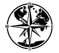GZGZG Black PVC Compass World map Wall Sticker Children's Room Sticker car Body Window Mural Decal