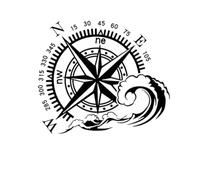 GZGZG Black PVC Wave Compass Wall Sticker Children's Room Decoration Sticker car Body Window Mural Decal