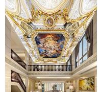 GZGZG Ceiling Wallpaper 3D Mural European Angel Oil Painting Living Room Bedroom Ceiling Art Decoration Wall Painting