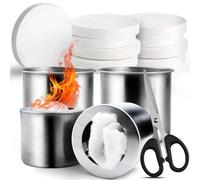 GZhaimai Pack of 10 Ceramic Wool + 2 Pieces Ethanol Burner, Bioethanol Ceramic Sponge for Table Fireplace, with Scissors (Ceramic Fibre, 8.6 × 2.8 cm)
