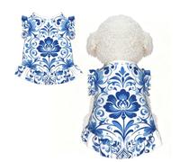 Gzhel Blue XL Pet Apparel for Small Dogs-Cute Summer Outfit for Puppy, Soft Breathable Pet Clothes for Cat