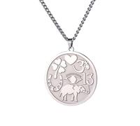 GZHENGZG Lucky Elephant Medallion Necklace Powerful Protective Amulets Four Leaves Clover Ohm Symbol Horseshoe Evil Eye Necklace Jewelry
