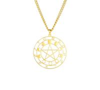 GZHENGZG Men's necklaces and women's jewelry 12 Constellations Zodiac Pentagram Pendant Necklace Witchcraft Astrology Necklace Jewelry gift