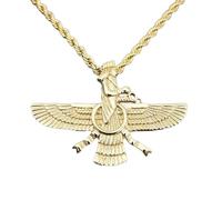GZHENGZG Men's necklaces and women's jewelry Ahura Mazda Amulet Necklaces for Men, Fire of Light, Gold Color Punk, Zoroastrianism gift