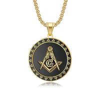 GZHENGZG Men's necklaces and women's jewelry Free-Mason Freemason Pendants for Men and Women, Gold Color, Necklace, Freemasonry Jewelry, Gift, Fashion gift