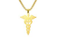 GZHENGZG Men's necklaces and women's jewelry Staff Of Asclepius Necklace Medical Scepter Caduceus Pendant Jewelry Doctor Nurse Graduation Gift gift