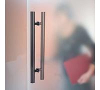 GZHENOZ Black Double-Sided H-Shaped Stainless Steel Barn Door Handle Set, 80cm Sliding Pull Hardware for Barn & Entrance Gates, Durable Round Pull Handle