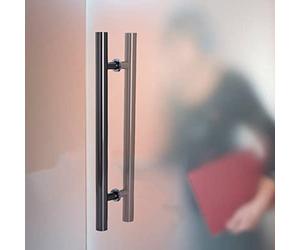 GZHENOZ Black Double-Sided H-Shaped Stainless Steel Barn Door Handle Set, 80cm Sliding Pull Hardware for Barn & Entrance Gates, Durable Round Pull Handle