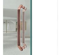 GZHENOZ Commercial Push Pull Glass Door Handles, Double Sided Round Glass Door Pulls for Entrance Door, Stainless Steel Barn Door Shower Door Push Bar (Color : Rose Gold, Size :