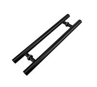 GZHENOZ H Shape Sliding Pull Barn Door Handle Set, Double Sided Door Handles for Single Door, Classic Round Handle, Easy to Install(Color:Matte Black,Size:100cm(39 3/8")*70cm)