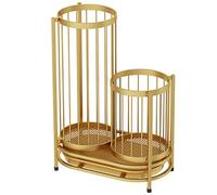 GZHENOZ Metal Umbrella Holder with Drip Tray Hollow Out Design Umbrella Rack for Small and Large Umbrellas Billiard Cues Baseball Bats Kids' Toys Gold Large Size