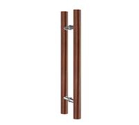 GZHENOZ Wood Push Pull Door Handle, Door Handle Hardware for Interior/Exterior Front Door, H Shape Sliding Door Handle Set, Modern Barn Door Handle(Color:Reddish Brown,Size:150c