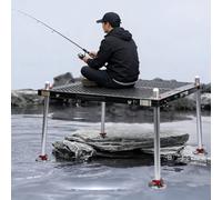 GZHERVICES Angler Platform, Portable Fishing Platform For Rivers And Lakes, Height-Adjustable Legs, Foldable, All-Terrain/Deep-Water Fishing Platform(90x90x130cm)