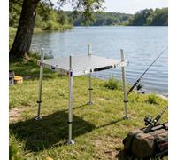 GZHERVICES Foldable Aluminum Alloy All-terrain Fishing Platform With Adjustable Leg Height, Designed Specifically For Anglers, Ideal For Deep-water Fishing Piers Along The Shore(80x100x110cm)