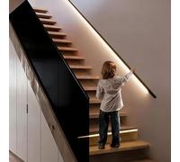 GZHERVICES LED Stair Handrail, Aluminum Stair Railing, Illuminated Square Handrail, Wall-mounted Stair Handrail Railing, Suitable For Outdoor Decks And Indoor Stairs, Black(3m)