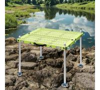 GZHERVICES Open-frame Fishing Platform, Portable Stand For Rivers And Lakes, Height-adjustable Legs, Foldable Fishing Deck, Ideal For From The Shore, Along Rivers, And By Lakes(100x100x110cm)