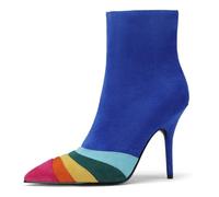 GZHMMAN Ankle Boots High Heel Women's Pointed Toe Stiletto Short Boots Rainbow Suede Heel Height 10 CM,Rainbow Colors,42