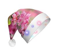 GZHYHAKAN Bird In Peach Tree Print Led Christmas Hat For Adult Perfect For Christmas, Halloween, And New Year Parties