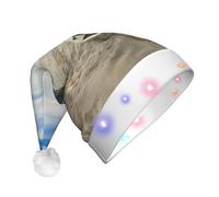 GZHYHAKAN Boat On The Beach Print Led Christmas Hat For Adult Perfect For Christmas, Halloween, And New Year Parties