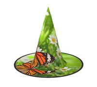 GZHYHAKAN Butterfly On Daisy Flower Print Halloween Hat For Parties, Carnivals, And Role Play â€“ Lightweight, Comfortable